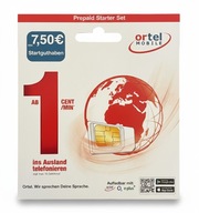 Ortel DE niemiecki Starter Karta SIM Card PrePaid + €7.5