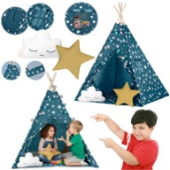 TIPI NAMIOT DOMEK OGRODOWY DLA DZIECI DO POKOJU + PODUSZKI + LAMPKI