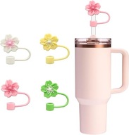 Zatyczki sylikonowe na Słomki Akcesoria do Kubka Osłona 4 szt Kwiatki