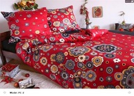 pościel z satyny 160x200 + 2x70x80 zamek S PC 2 17814-3 kwiaty czerw A-pol
