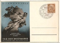 TRZECIA RZESZA -postkarte DZIEŃ ZNACZKA 1938 rok stempel ozdobny