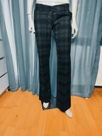 Eleganckie spodnie w kratkę niski stan 38 wiskoza (12)