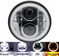 Wkład LED 5,75 cala do lamp Harley custom Honda Triumph Chrom + ring