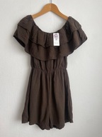 Kombinezon muślinowy falbanka hiszpanka brązowy