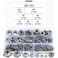Nakrętki kołnierzowe stal nierdzewna zestaw 185 szt. M3 M4 M5 M6 M8 M10 M12