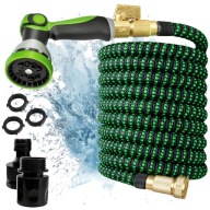 WĄŻ OGRODOWY ROZCIĄGLIWY ELASTYCZNY MOCNY 15m + ZRASZACZ ZŁĄCZKI Z METALU