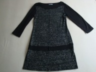 MONTEGO elegancka sukienka dzianina ornament paseczki 34 36