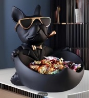 Figurka Buldog francuski podstawka tacka na klucze drobiazgi rzeźba prezent