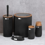 ZESTAW ŁAZIENKOWY 5 ELEMENTÓW KOMPLET DO WC ŁAZIENKI CZARNY OKRĄGŁY LOFT