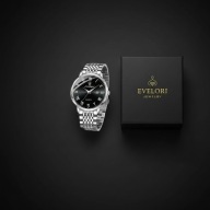 Zegarek męski POEDAGAR quartz stal 42 mm srebrny, czarna tarcza