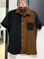 Z Koszula czerń brąz 2 pasy typ sztruks kieszeń M