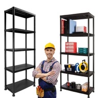 REGAŁ MAGAZYNOWY PLASTIKOWY CZARNY 171 X 61 X 31 CM 5 PÓŁEK 125KG