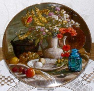 Kolekcjonerski, porcelanowy, talerz kwiaty 3