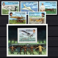 **CONGO 593-597 BL.12 = 15,5E - LOTNICTWO, SAMOLOTY