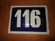 STARA EMALIOWANA TABLICZKA Z NR DOMU 116