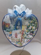Bombka serce ręcznie zdobiona 15 CM decoupage SD27