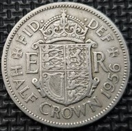 *WIELKA BRYTANIA [0983] *HALF CROWN 1956(2) 1/2 Korony Królowa Elżbieta II