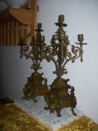 -OBNIZKA-MASIWNE--Kandelabry Zegar Kominkowy Braz XIXw