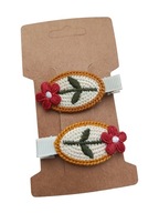 Spineczki do włosów mini spinki boho dziergany kwiatuszek vintage jesień
