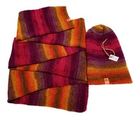 Lekki, kolorowy komplet - czapka i szalik, wegański, handmade