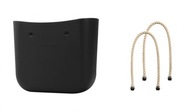 Torebka O bag Standard Outlet Czarna i dł naturalne uchwyty Obag