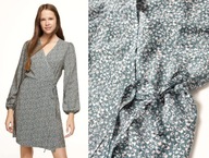 MANGO sukienka w kwiaty w kolorze pruskiego błękitu