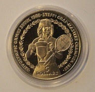 STEFFI GRAF - LEGENDA TENISA - 5 $ DOLARÓW 1988 NIUE - CERTYFIKAT, ŁADNA