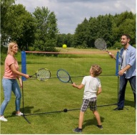 DUŻA SIATKA DO SIATKÓWKI BADMINTONA TENISA ZIEMNEGO 3W1 BARDZO WYSOKA 225cm