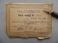 SKS CRACOVIA KRAKÓW KARTA WSTĘPU na kąpielisko 1970 rok - CIEKAWA