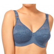 Śliczna markowa bielizna Linaise EUR 90F duża miseczka niebiesko stalowy