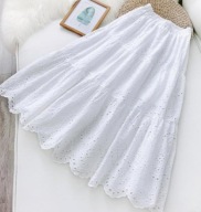 SPÓDNICA biała boho haft angielski falbany folkowa