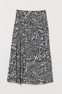 H & M spódnica midi rozcięcie rozporek ołówkowa wzór print zebra trapezowa
