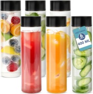 Butelki na Sok Napoje Smoothie 6x 400ml Plastikowe z Zakrętkami