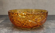 Kryształowa misa PRL w kolorze bursztynowym