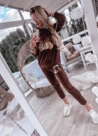 Dres damski brązowy S/M bez kaptura wkładany przez głowę długi rękaw