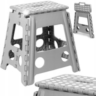 STOŁEK SKŁADANY SZARY 40CM ANTYPOŚLIZGOWY TABORET DUŻY MOCNY AMIGO