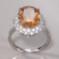 PIERSCIONEK opal vintage MIODOWY OWAL Z MIEDZI POZŁACANY PIĘKNY DZIEŃ BABCI