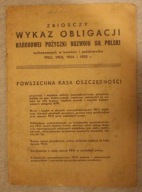 PKO - ZBIORCZY WYKAZ OBLIGACJI NARODOWEJ POŻYCZKI ROZWOJU SIŁ 1952, 1953