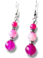 JFAG05 Kolczyki kamienie JADEIT FUKSJA AGAT