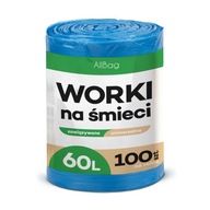 Bardzo mocny Worek na śmieci Allbag 60 l niebieski 100 szt. worki mocne