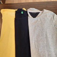 T-SHIRT 3 SZTUKI ROZMIAR S BAWEŁNA 100%, ŻÓŁTY, SZARY I GRANATOWY, STAN BDB