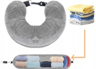 Poduszka podróżna z miejscem na ubrania do wypychania rogal na szyję 2w1