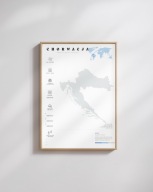 Plakat podróżniczy Chorwacja A3 prezent, gadżet dla podróżnika, pamiątka