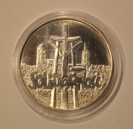 100000 ZŁ ZŁOTYCH 1990 SOLIDARNOŚĆ 1980 - 1990, SREBRO 1 OZ 999 - 1 UNCJA