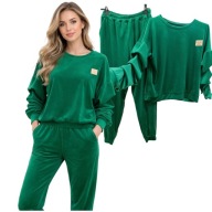 Dres z długim rękawem welurowy zielony, piękny rękaw , włoski