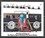 FALKLANDY ZALEŻNE - 75 rocznica urodzin królowej matki 1985 ** Mi B-2 (2141