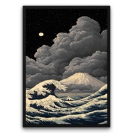 Plakat z ramą 50x70cm Hokusai w Mroku fala Japonia sztuka dekoracja