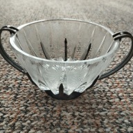 Cukiernica szklana HEFRA osadzona w metalu PRL