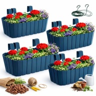 4x SKRZYNKA DONICZKA NA BALUSTRADĘ BALKON WISZĄCA WOLNOSTĄJACA KWIATY ZIOŁA