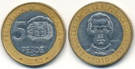 Dominikana 5 Pesos - 2010r Bimetal ... Monety